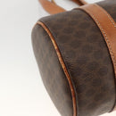 CELINE Macadam Canvas Hand Bag PVC Leather Brown Gold Auth ARZ645-13