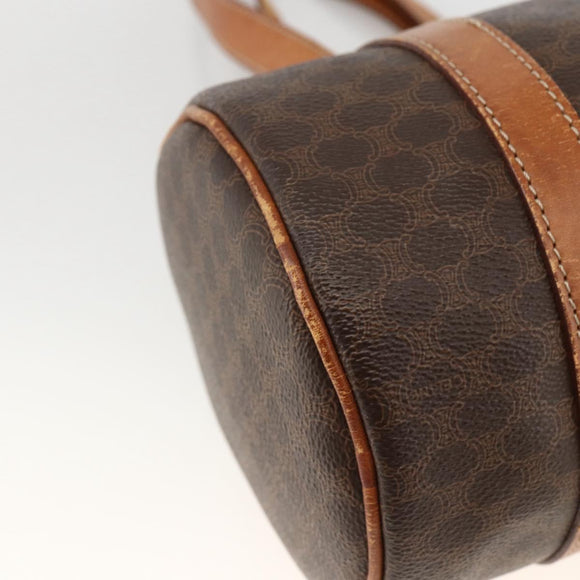 CELINE Macadam Canvas Hand Bag PVC Leather Brown Gold Auth ARZ645