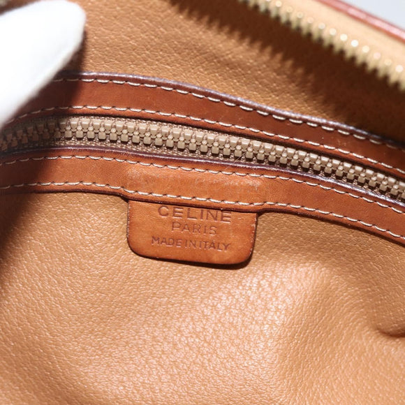 CELINE Macadam Canvas Hand Bag PVC Leather Brown Gold Auth ARZ645