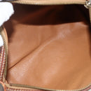 CELINE Macadam Canvas Hand Bag PVC Leather Brown Gold Auth ARZ645-16