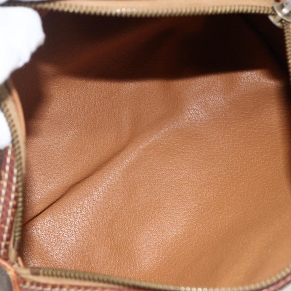 CELINE Macadam Canvas Hand Bag PVC Leather Brown Gold Auth ARZ645