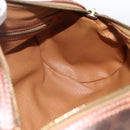 CELINE Macadam Canvas Hand Bag PVC Leather Brown Gold Auth ARZ645-17