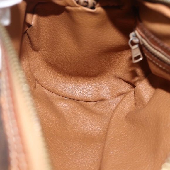 CELINE Macadam Canvas Hand Bag PVC Leather Brown Gold Auth ARZ645