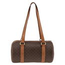 CELINE Macadam Canvas Hand Bag PVC Leather Brown Gold Auth ARZ645-3