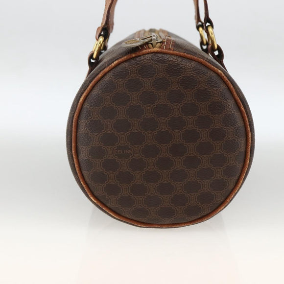 CELINE Macadam Canvas Hand Bag PVC Leather Brown Gold Auth ARZ645