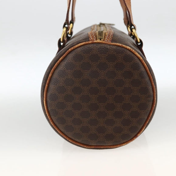 CELINE Macadam Canvas Hand Bag PVC Leather Brown Gold Auth ARZ645
