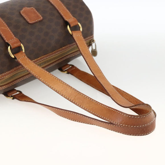 CELINE Macadam Canvas Hand Bag PVC Leather Brown Gold Auth ARZ645