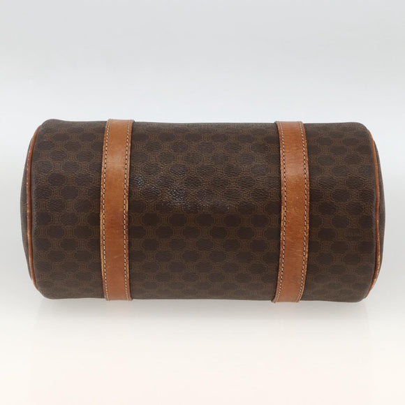CELINE Macadam Canvas Hand Bag PVC Leather Brown Gold Auth ARZ645
