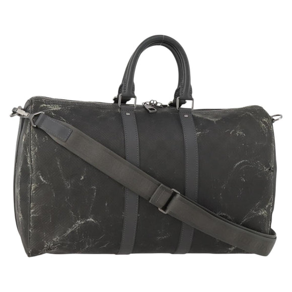 LOUIS VUITTON Damier Carbon Keepall Bandouliere 45 Bag Black N41324 Auth ARZ658