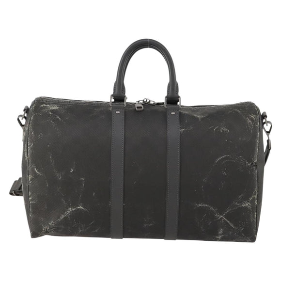 LOUIS VUITTON Damier Carbon Keepall Bandouliere 45 Bag Black N41324 Auth ARZ658