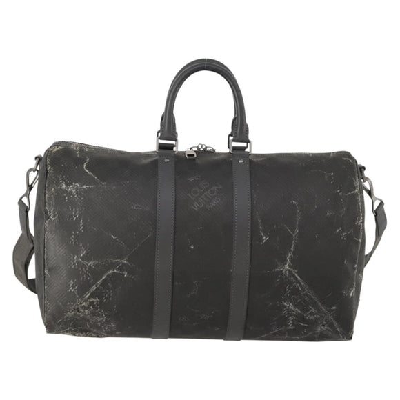LOUIS VUITTON Damier Carbon Keepall Bandouliere 45 Bag Black N41324 Auth ARZ658