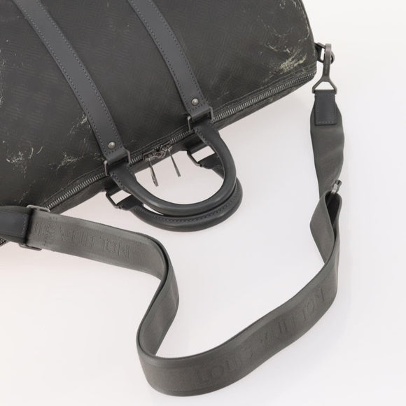LOUIS VUITTON Damier Carbon Keepall Bandouliere 45 Bag Black N41324 Auth ARZ658