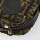 FENDI Zucca Canvas Shoulder Bag Black Brown Auth ARZ659-10