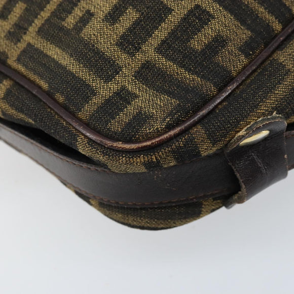 FENDI Zucca Canvas Shoulder Bag Black Brown Auth ARZ659
