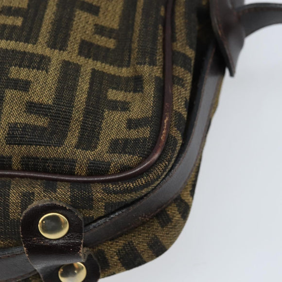 FENDI Zucca Canvas Shoulder Bag Black Brown Auth ARZ659
