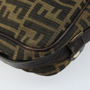 FENDI Zucca Canvas Shoulder Bag Black Brown Auth ARZ659-13