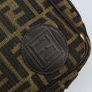 FENDI Zucca Canvas Shoulder Bag Black Brown Auth ARZ659-14