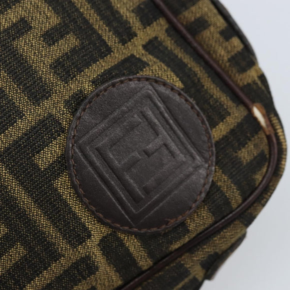 FENDI Zucca Canvas Shoulder Bag Black Brown Auth ARZ659