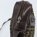 FENDI Zucca Canvas Shoulder Bag Black Brown Auth ARZ659-15