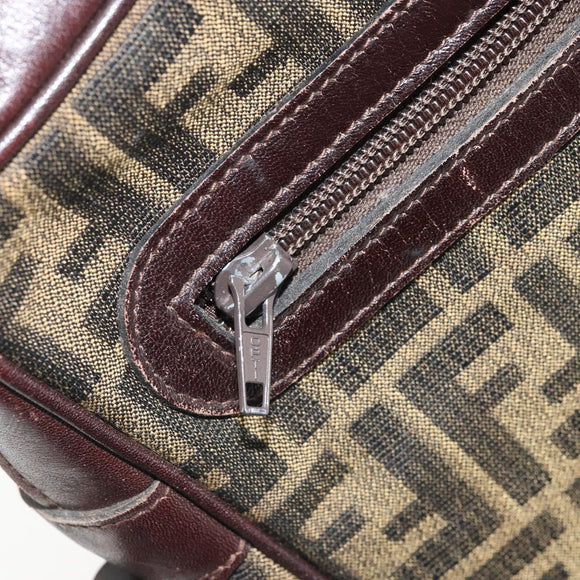 FENDI Zucca Canvas Shoulder Bag Black Brown Auth ARZ659