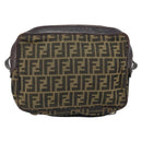 FENDI Zucca Canvas Shoulder Bag Black Brown Auth ARZ659-3