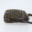 FENDI Zucca Canvas Shoulder Bag Black Brown Auth ARZ659-4