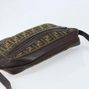 FENDI Zucca Canvas Shoulder Bag Black Brown Auth ARZ659-6