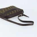FENDI Zucca Canvas Shoulder Bag Black Brown Auth ARZ659-7
