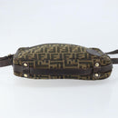 FENDI Zucca Canvas Shoulder Bag Black Brown Auth ARZ659-9