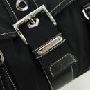 PRADA Shoulder Bag Nylon Black Silver Auth ARZ662V-16