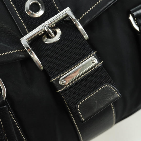 PRADA Shoulder Bag Nylon Black Silver Auth ARZ662V
