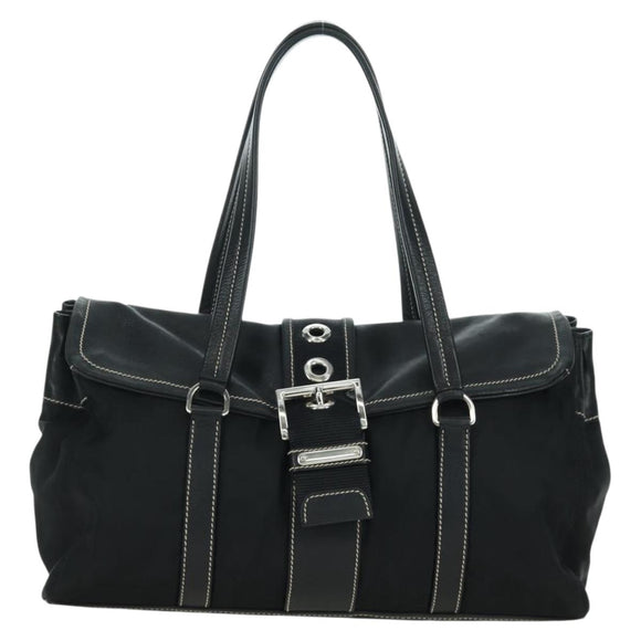 PRADA Shoulder Bag Nylon Black Silver Auth ARZ662V
