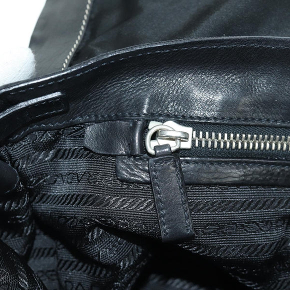 PRADA Shoulder Bag Nylon Black Silver Auth ARZ662V
