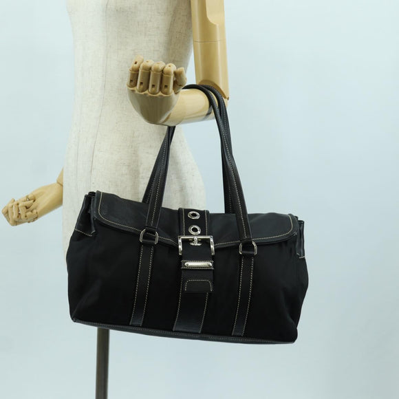 PRADA Shoulder Bag Nylon Black Silver Auth ARZ662V