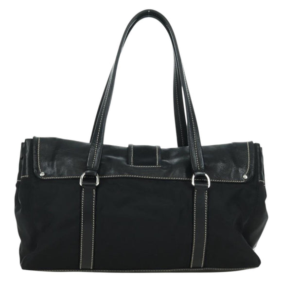 PRADA Shoulder Bag Nylon Black Silver Auth ARZ662V