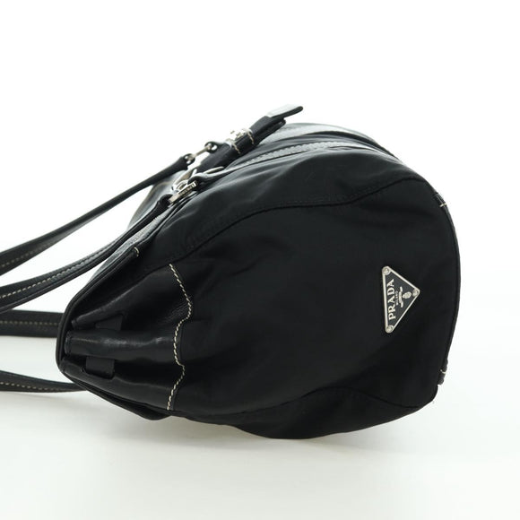 PRADA Shoulder Bag Nylon Black Silver Auth ARZ662V