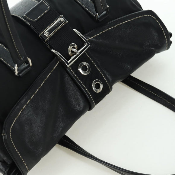PRADA Shoulder Bag Nylon Black Silver Auth ARZ662V
