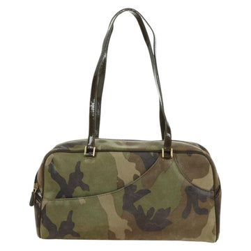 Christian Dior Camouflage Hand Bag Suede Khaki Gold Auth ARZ664SAV - 0