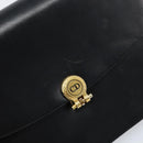 Christian Dior Chain Shoulder Bag Leather Black Gold Auth ARZ665A-14