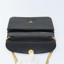 Christian Dior Chain Shoulder Bag Leather Black Gold Auth ARZ665A-15