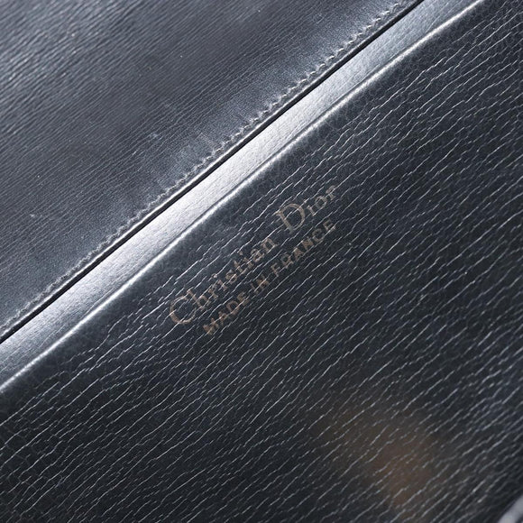 Christian Dior Chain Shoulder Bag Leather Black Gold Auth ARZ665A