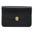 Christian Dior Chain Shoulder Bag Leather Black Gold Auth ARZ665A-2