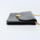 Christian Dior Chain Shoulder Bag Leather Black Gold Auth ARZ665A-4