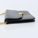 Christian Dior Chain Shoulder Bag Leather Black Gold Auth ARZ665A-5