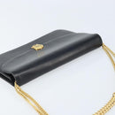 Christian Dior Chain Shoulder Bag Leather Black Gold Auth ARZ665A-6