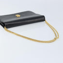 Christian Dior Chain Shoulder Bag Leather Black Gold Auth ARZ665A-7