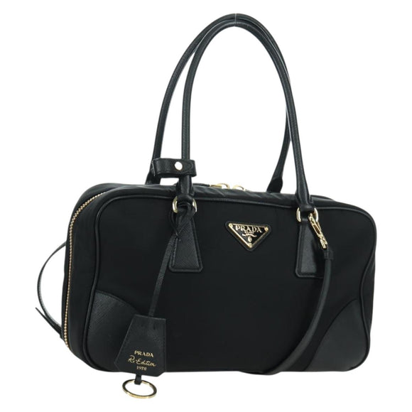 PRADA Hand Bag Nylon 2way Gold Black 1BB115 Auth ARZ666SAM