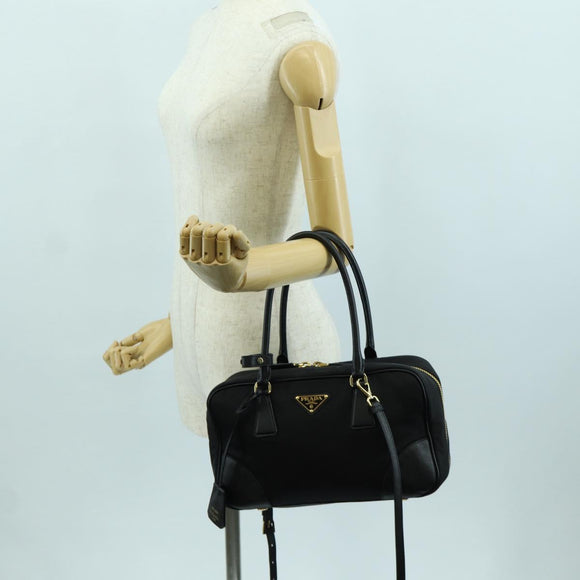 PRADA Hand Bag Nylon 2way Gold Black 1BB115 Auth ARZ666SAM