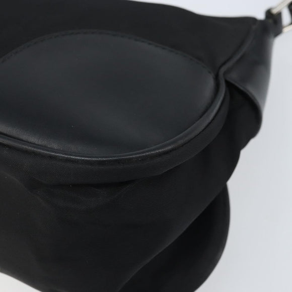 PRADA Umhängetasche Nylon Schwarz Silber Auth ARZ672A