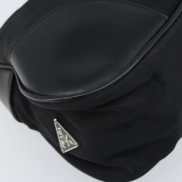 PRADA Umhängetasche Nylon Schwarz Silber Auth ARZ672A